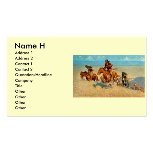 Frederic Remington's The Buffalo Runners (1909) Business Card (front side)