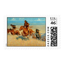 Frederic Remington's The Buffalo Runners (1909) postage by MasterpieceGallery Frederic Remington's The Buffalo Runners (1909) postage