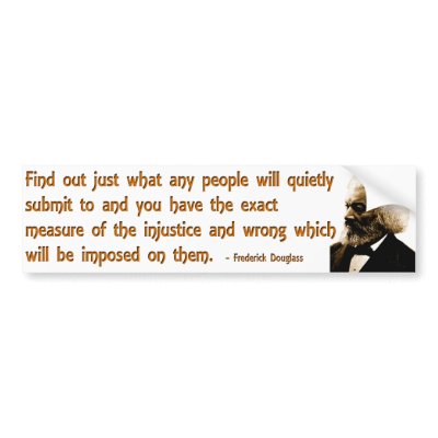 Frederick Douglass on Injustice and Silence Bumper Sticker by irregulargoods