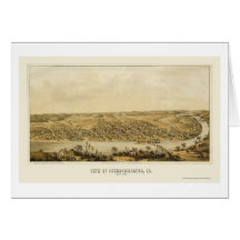 Fredericksburg, VA Panoramic Map - 1862 Greeting Card