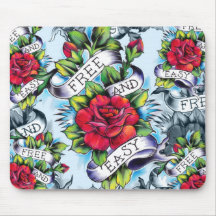 Free and Easy watercolor rose tattoo art. Mousepads