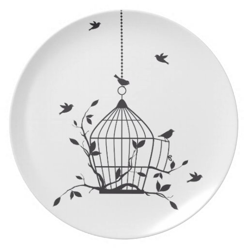 Free birds with open birdcage dinner plates Zazzle