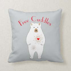 Free Cuddles Cute Teddy Bear Design Throw Pillow