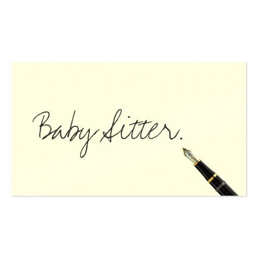 Free Handwriting Script Baby Sitter Business Card (front side)