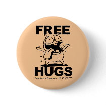 "Free Hugs" Bill Plympton Dog button peach