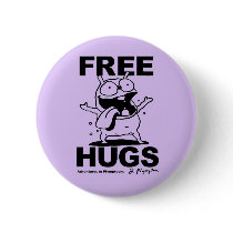 "Free Hugs" Bill Plympton Dog button violet