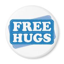 Free Hugs - Blue Refrigerator Magnet