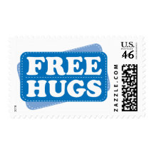 Free Hugs - Blue Postage Stamp