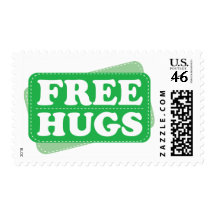 Free Hugs - Green Postage Stamp