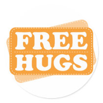 Free Hugs - Orange Round Stickers