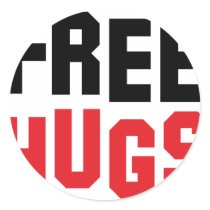 free hugs round stickers