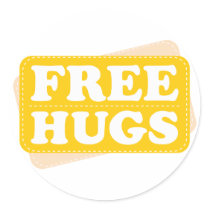 Free Hugs - Yellow Round Stickers
