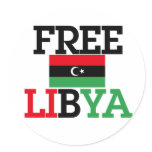 Free Libya Round Stickers