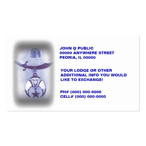 FREE MASON BUSINESS CARDS ~ INFO EXCHANGE CARDS (front side)