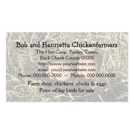 Free range chicken eggs business card (back side)