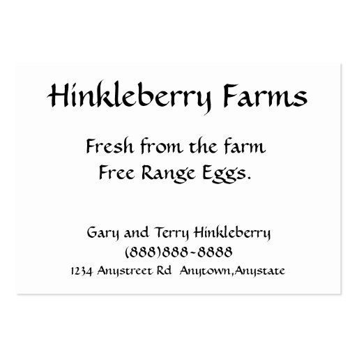 Free Range EGGS chicken business card (back side)