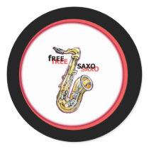 Free Sax Fade to Black Round Stickers stickers