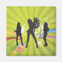 Free Silhouettes of Dancing Girls Magnets
