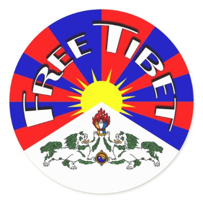 Free Tibet Badge Round Stickers by JaZilla