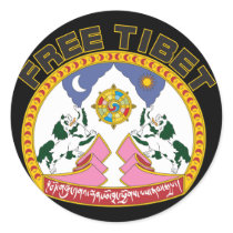 Free Tibet Emblem Round Stickers