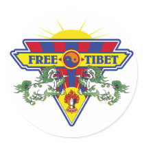 Free Tibet Flag Logo stickers by BuddhaGifts Free Tibet Flag Logo stickers