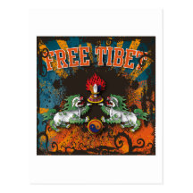Free Tibet Grunge Art Post Cards