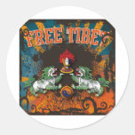 Free Tibet Grunge Art Round Stickers