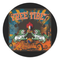 Free Tibet Grunge Art Round Sticker