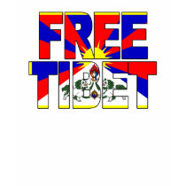 Free Tibet Letters Cut from Flag t-shirts