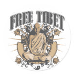 Free Tibet Monk Round Sticker