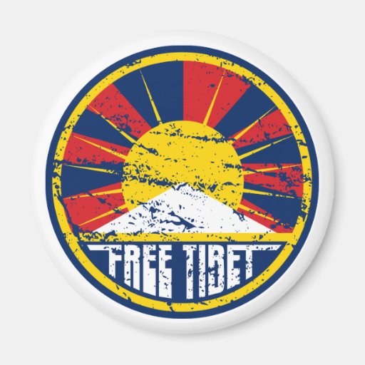 Free Tibet Round Grunge Fridge Magnet