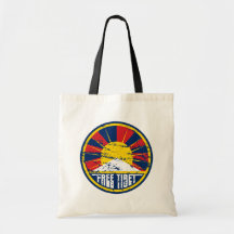 Free Tibet Round Grunge Tote Bags