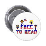 Free to Read w Stick Kids Buttons,2 shapes,6 sizes