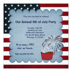   Freedom 4th of July 5.25x5.25 Square Paper Invitation Card