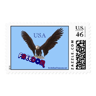 Freedom Eagle USA Patriotic Postage Stamp by SmilinEyesTreasures