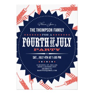 Freedom Fireworks Fourth of July Party Invitations