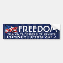 Freedom Flag, Romney/Ryan 2012 Bumper Sticker