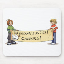 Freedom! Justice! Cookies! (Banner) Mousepad by sandraandwoo Freedom! Justice! Cookies! (Banner) Mousepad