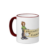 Freedom! Justice! Cookies! (Banner) Mug by sandraandwoo Freedom! Justice! Cookies! (Banner) Mug