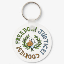 Freedom! Justice! Cookies! (Slogan) Keychain
