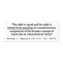 Freedom of Speech Wooley v Maynard 430 US 703 1977 Canvas Print