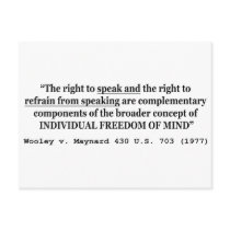 Freedom of Speech Wooley v Maynard 430 US 703 1977 Postcard