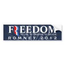Freedom, Pro-Romney 2012 Bumper Sticker Decal