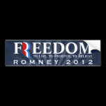 Freedom, Pro-Romney 2012 Bumper Sticker Decal