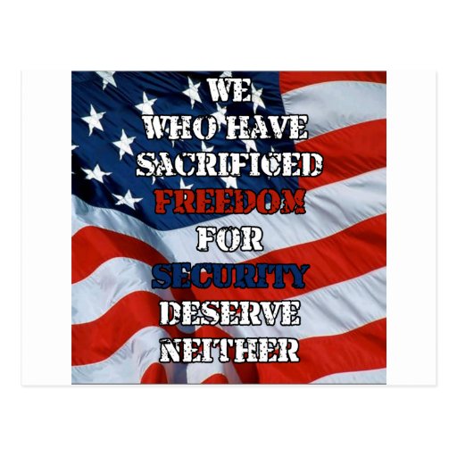 Freedom vs Security Postcard Zazzle