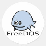 FreeDos Fish - Blue with Name Round Stickers