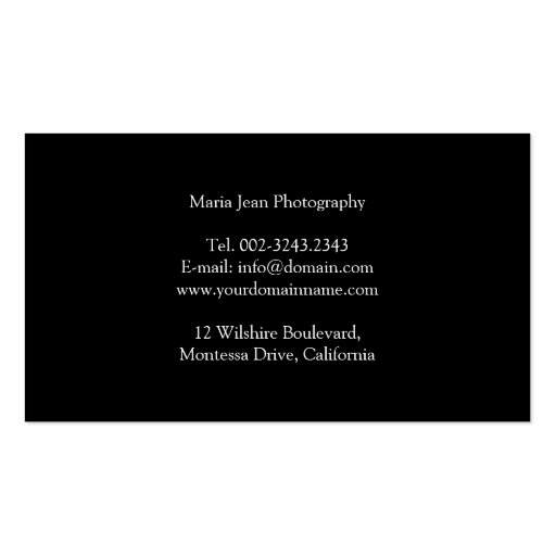 Freelance Photographer Business Card (back side)