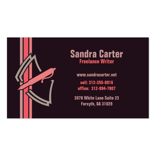 Freelance Writer Business Card (front side)