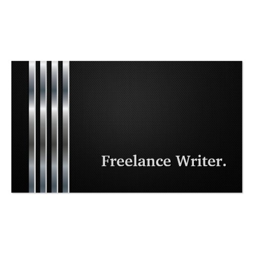 Freelance Writer Professional Black Silver Business Card Template (front side)