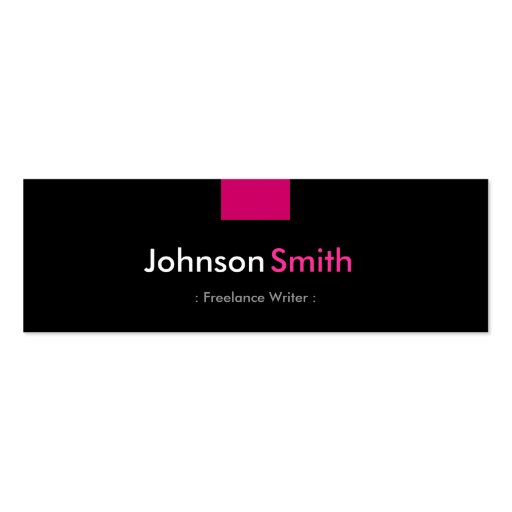 Freelance Writer - Rose Pink Compact Business Card Templates (front side)